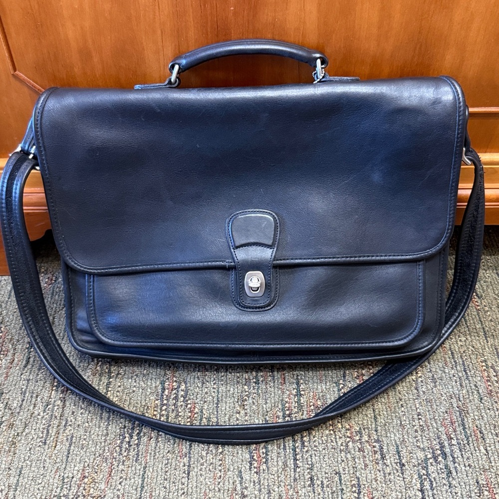 Vintage Coach Black Leather Briefcase #5180 (As seen in Devil Wears Prada 2)